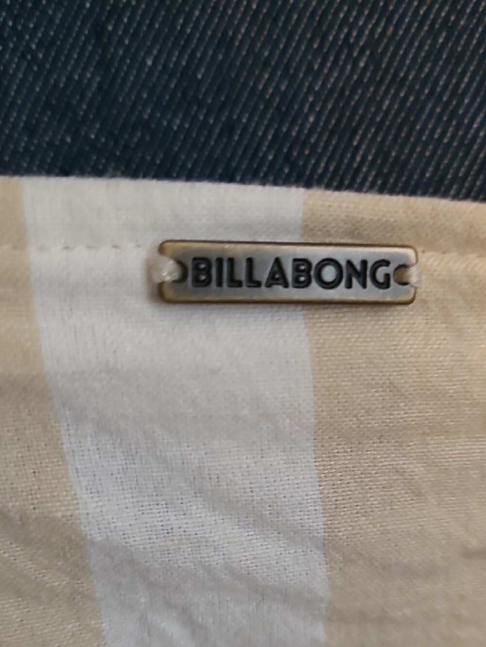 Billabong Beige and White Striped Button-Front Crop Top - Picture 3 of 6